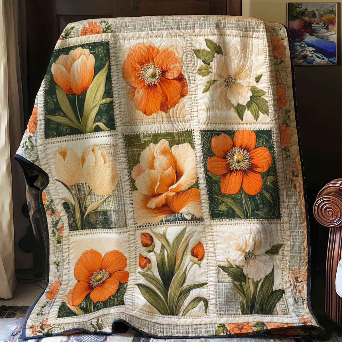 Sepia Stamp Florals WJ1301066CL Quilt