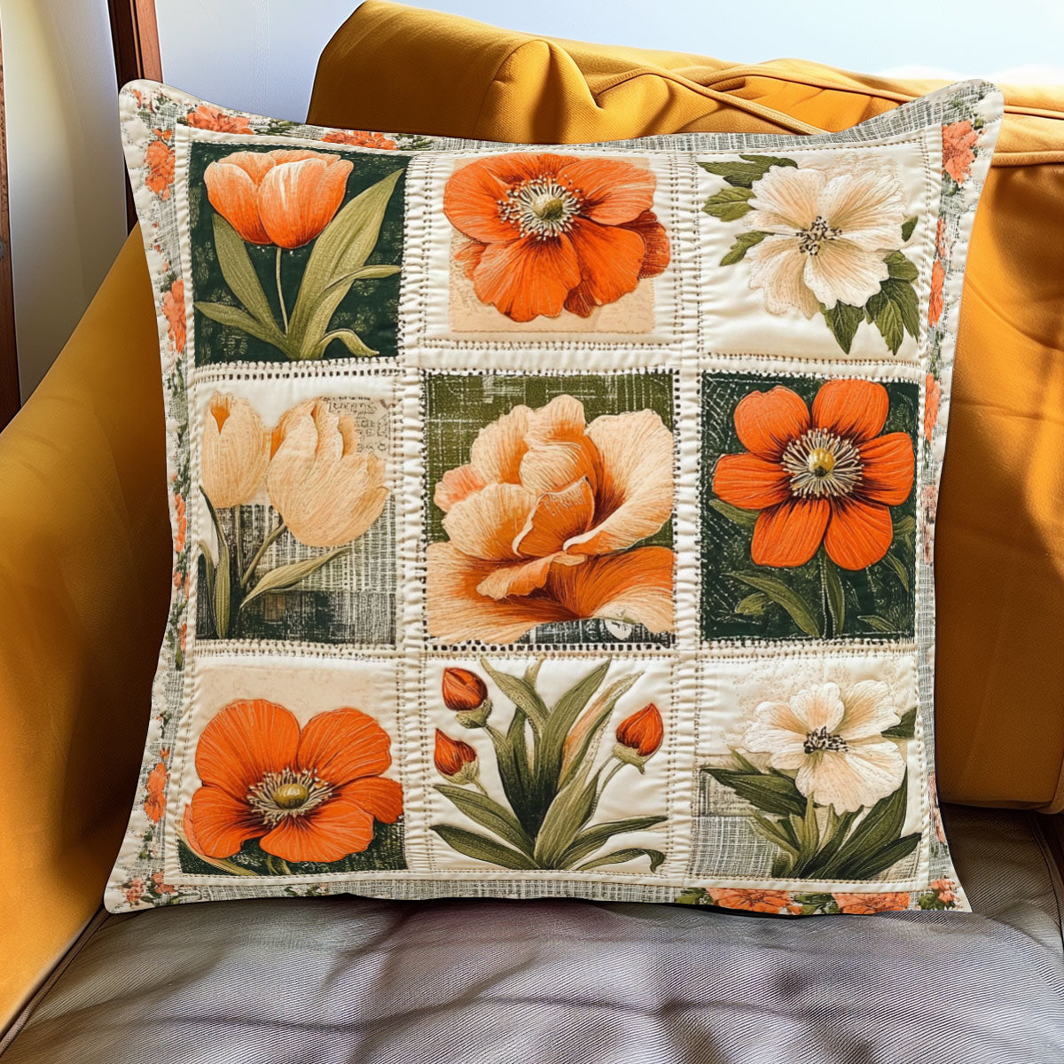 Sepia Stamp Florals WJ1301121CL Quilt Pillow Case