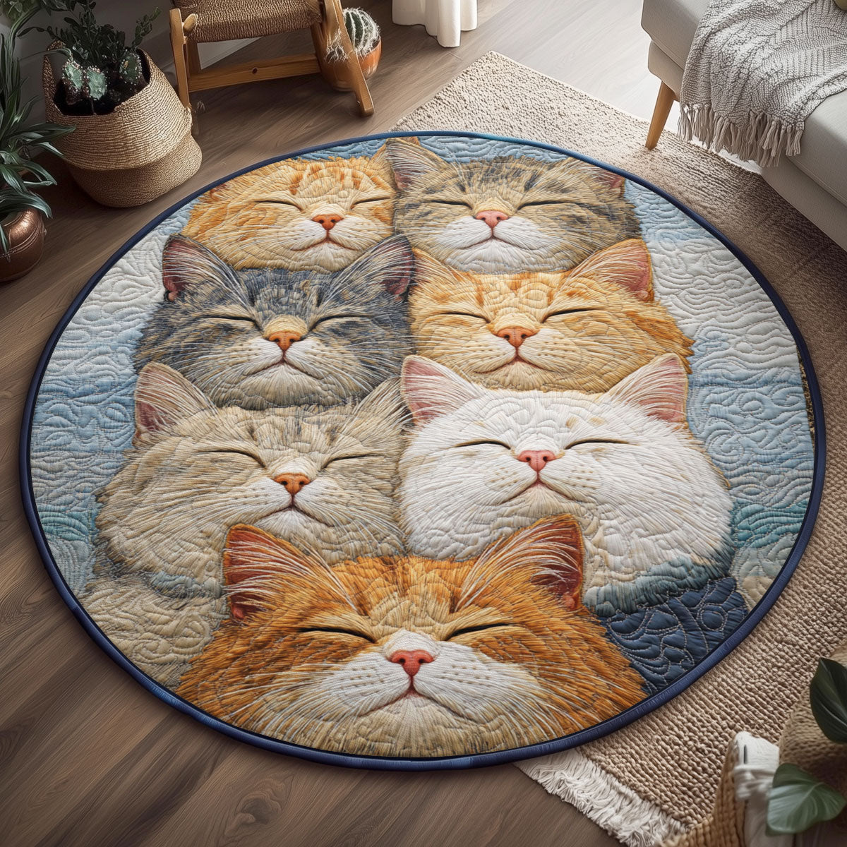 Sleeping Cats WJ0901144CL Quilted Round Mat