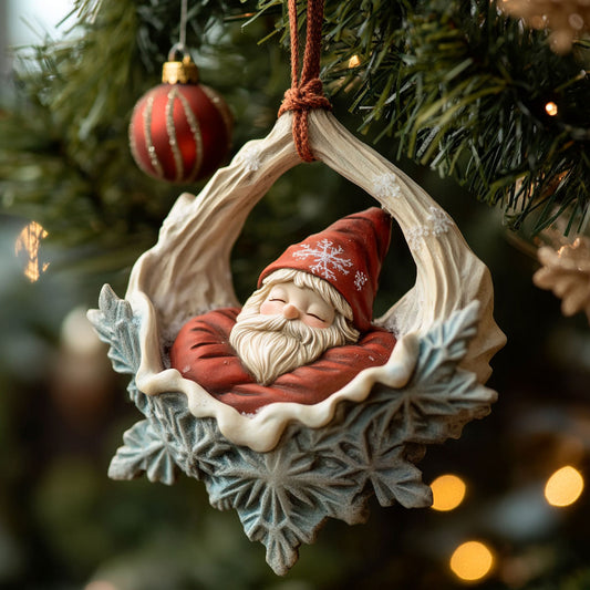 Sleeping Santa Gnome WJ2711143CL Christmas Ornament