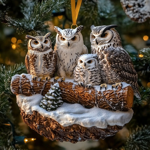 Snow Owl Family WJ0312414CL Christmas Ornament