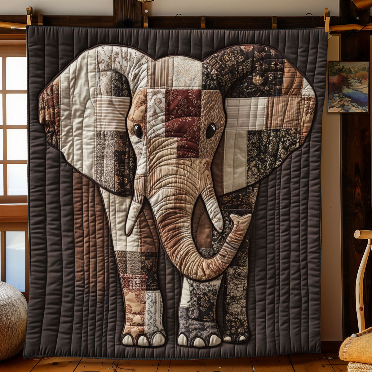 Standing Elephant WJ0701048CL Quilt