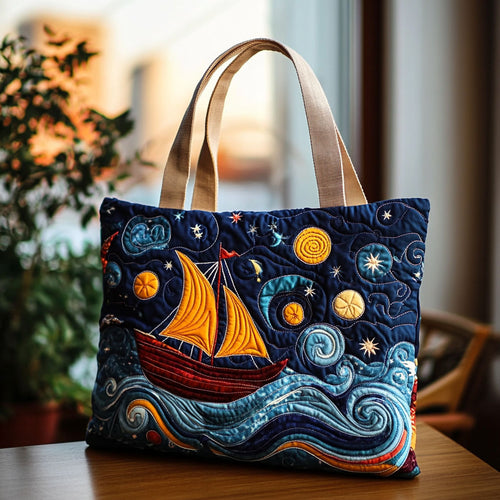 Starry Sailboat WJ2310409CL Quilted Tote Bag