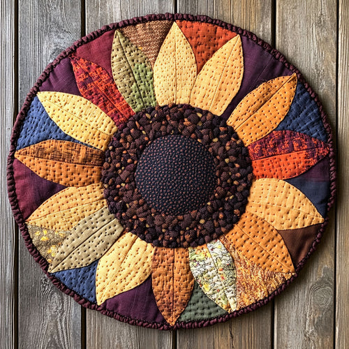 Sunflower Patchwork WU2203072CL Quilted Round Mat