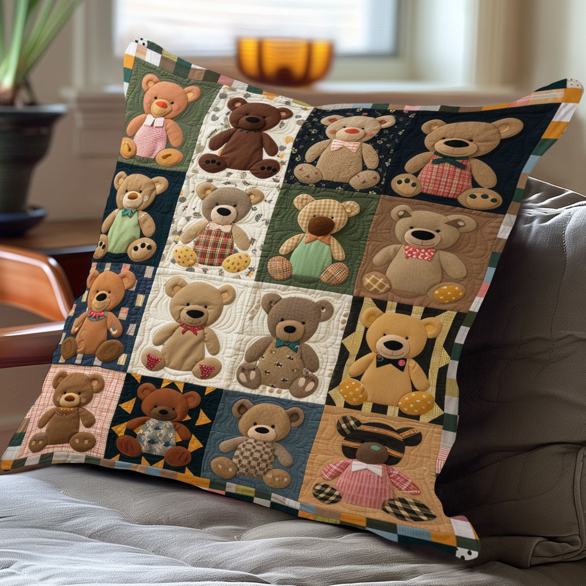 Teddy Bear Patch WJ0801073CL Quilt Pillow Case