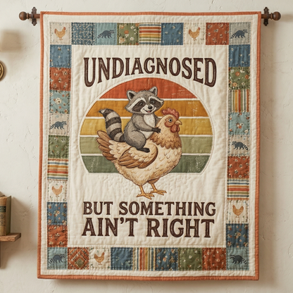 Funny Raccoon Riding Chicken WN0604015CL Quilt