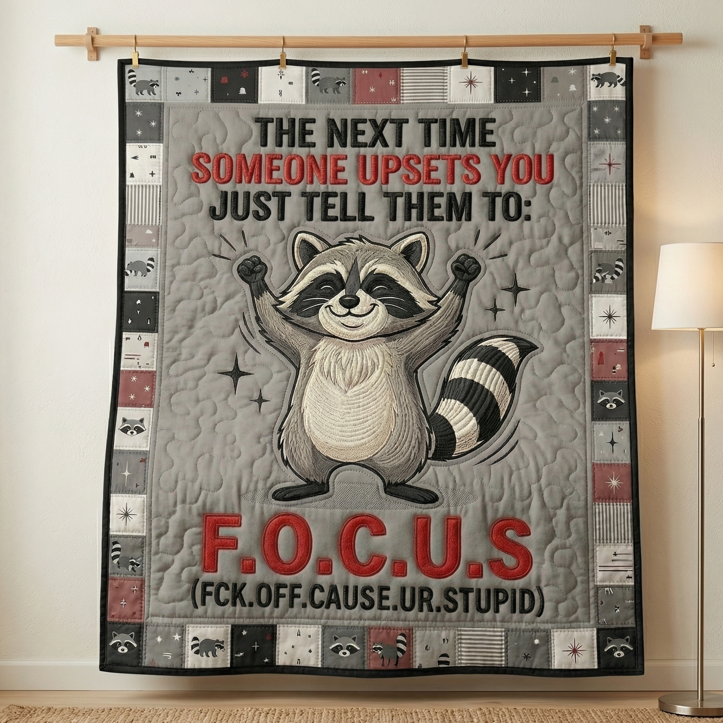 Sassy Raccoon Attitude WN0604019CL Quilt