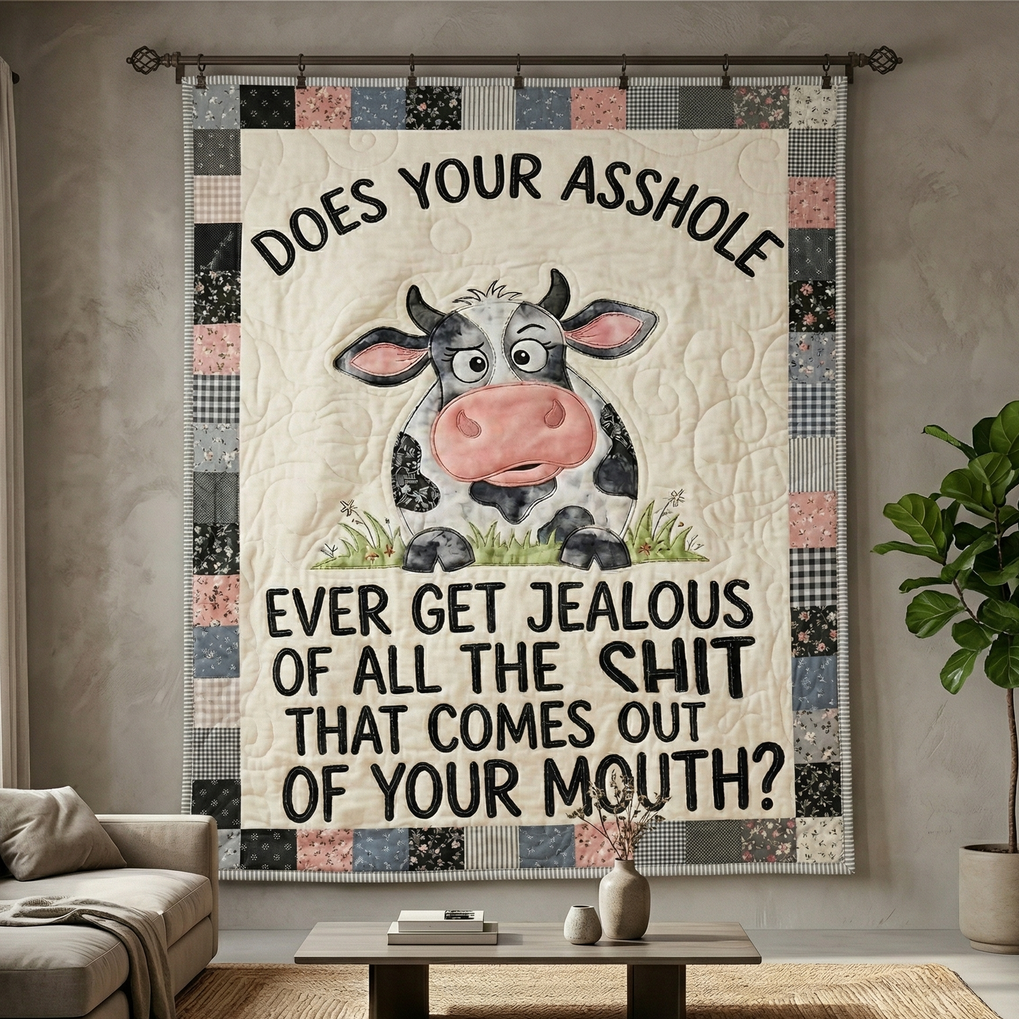 Sassy Mouth Cow WN0904046CL Quilt
