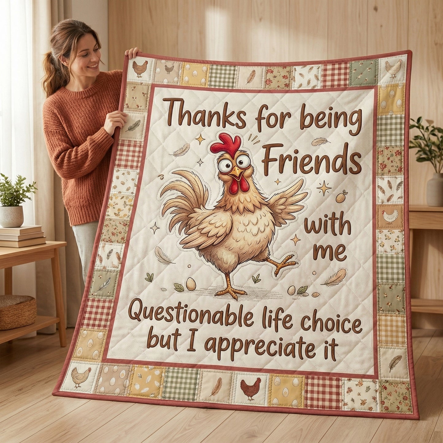 Funny Chicken Friendship Quote WN0604009CL Quilt