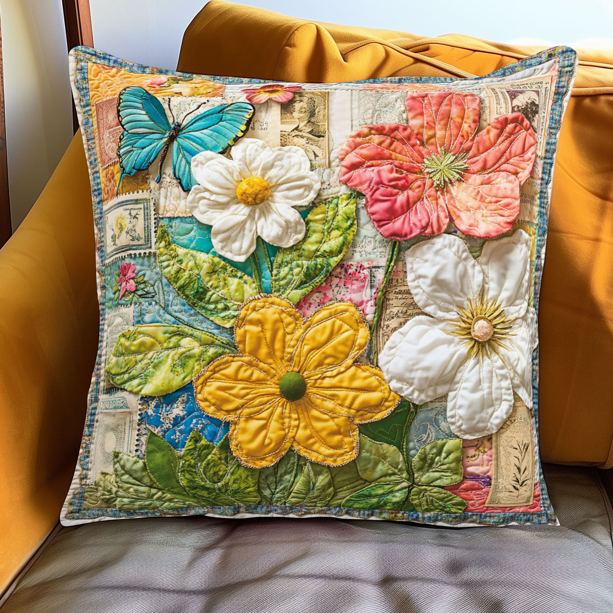 Timeless Stamp Blossoms WJ1301122CL Quilt Pillow Case