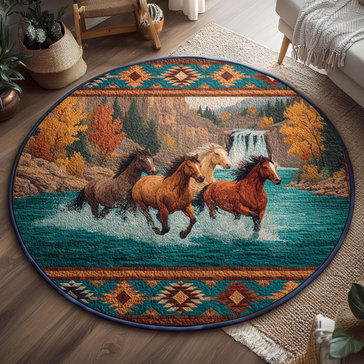 Wildwater Gallop WJ1301152CL Quilted Round Mat