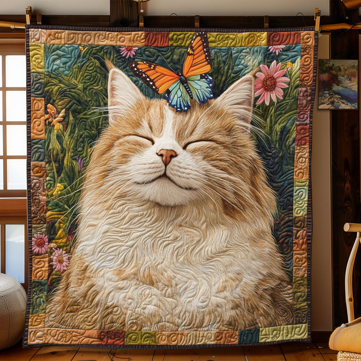 Wing Gazing Cat WJ0901017CL Quilt