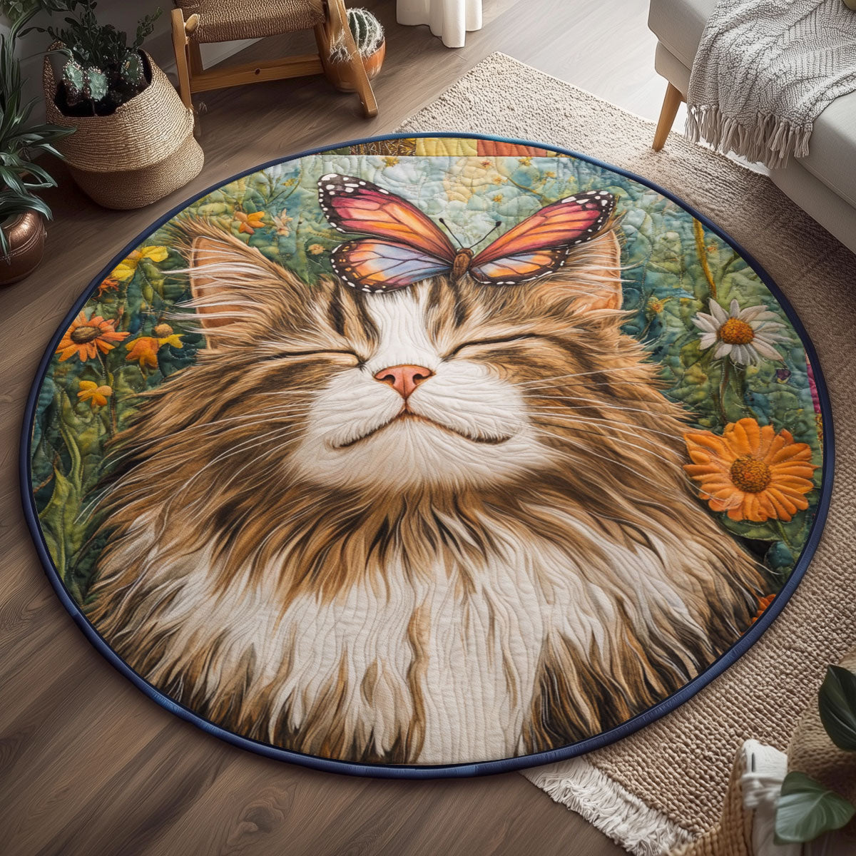 Winged Wonder Cat WJ0901148CL Quilted Round Mat