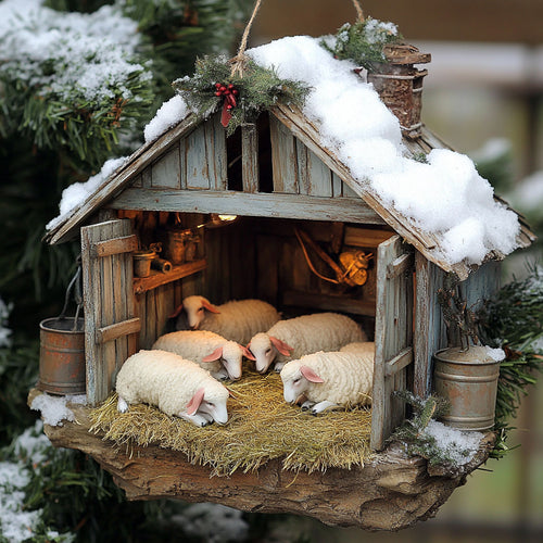 Winter Sheep Haven WJ1612013CL Christmas Ornament