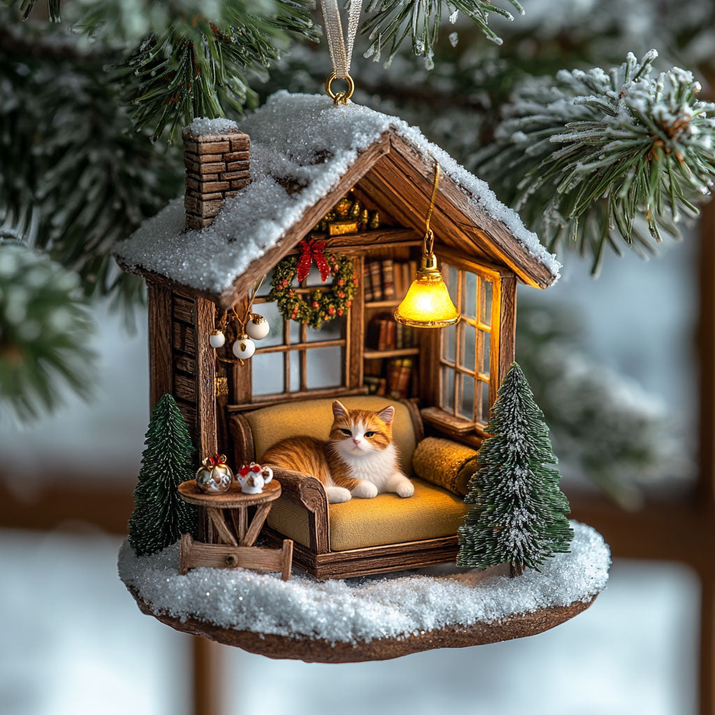 Winter Sleepy Cat WJ2611032CL Christmas Ornament